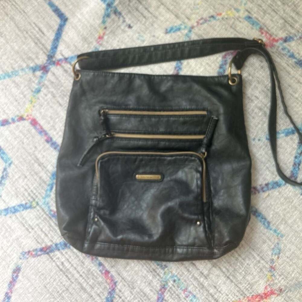 Stone & Co Black Faux Leather Multi-Pocket Crossbody Bag